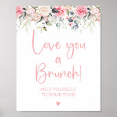 Roze bloemenschildering bruiloft brunch bord poster (Voorkant)