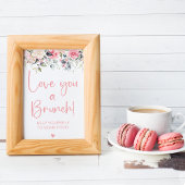 Roze bloemenschildering bruiloft brunch bord poster