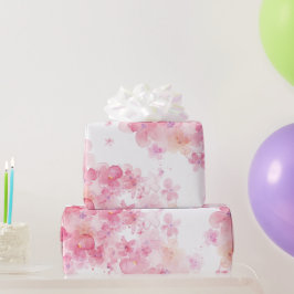 Roze Bloemenschildering in Watercolor Cadeaupapier