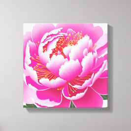 Roze Bloemenschildering in Waterverf Canvas Afdruk
