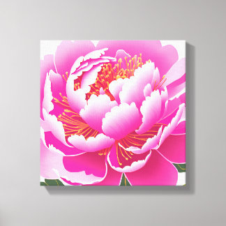 Roze Bloemenschildering in Waterverf Canvas Afdruk