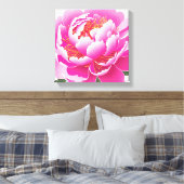 Roze Bloemenschildering in Waterverf Canvas Afdruk (Insitu (Slaapkamer))