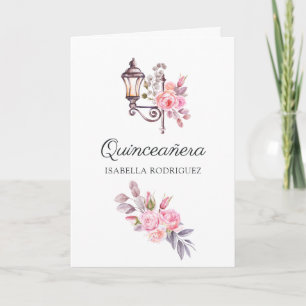 Roze bloemenschildering vintage Parijs Quinceañera