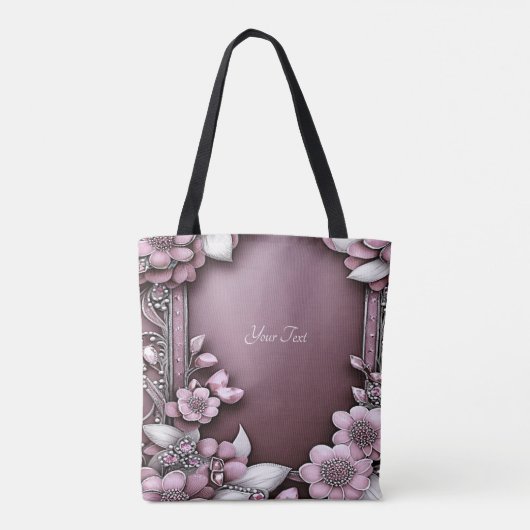 Roze Bloemenschoudertas Tote Bag (Achterkant)