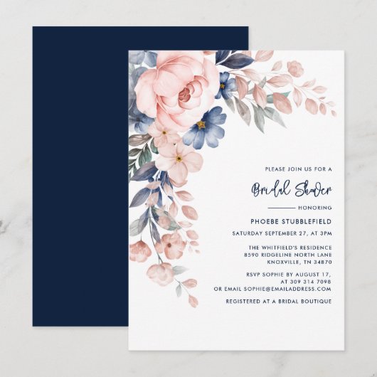 Roze bloemenschrift Elegant Vrijgezellenfeest Kaart (Voorkant / Achterkant)