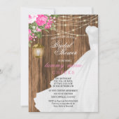 Roze Bloemenschuur Houten Bruidsdouche Kaart (Voorkant)