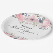 Roze Bloemenscript Landelijke Bruidsdouche Papieren Bordje (Gekanteld)