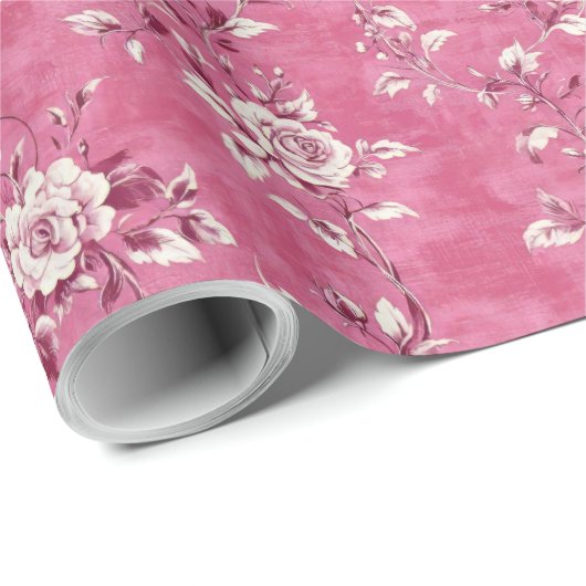 Roze Bloemense Chinoiserie Decoupage uit het verle Cadeaupapier (Rol Hoek)