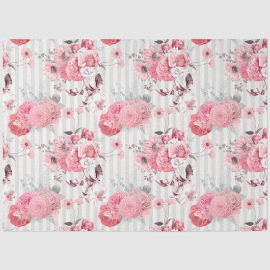 Roze bloemenserie ontwerp 10 tissuepapier (Voorkant)