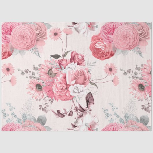 Roze bloemenserie ontwerp 5 tissuepapier (Voorkant)