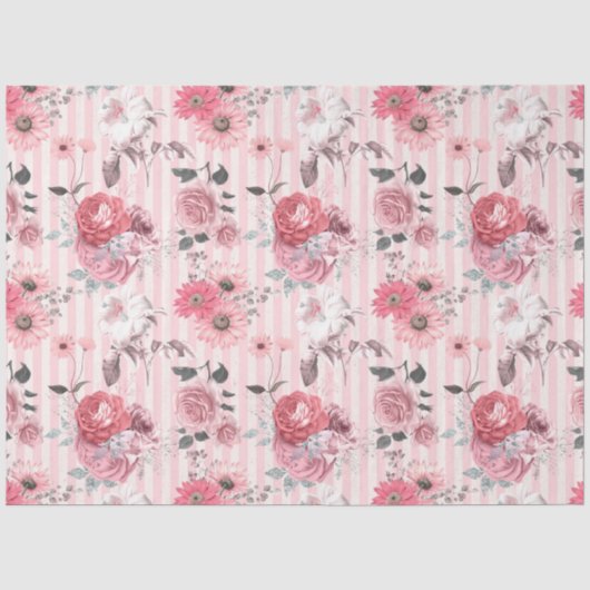 Roze bloemenserie ontwerp 8 tissuepapier (Voorkant)
