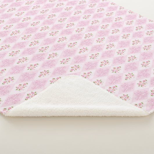 Roze bloemensherpa deken (3/4)