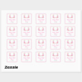 Roze bloemensieraden bruidsdouche vierkante sticker (Vel)