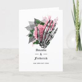 Roze bloemenskelet gotisch trouwprogramma programma