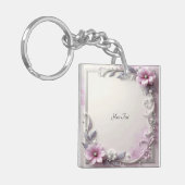 Roze bloemensleutelhangers sleutelhanger (Voorkant Links)