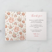 Roze bloemenslinger baby shower bedankkaart (Binnen)