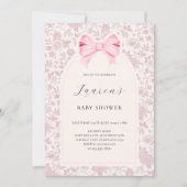 Roze bloemenslinger babyfeest kaart (Voorkant)