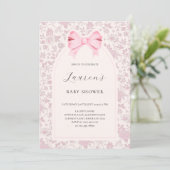 Roze bloemenslinger babyfeest kaart (Staand voorkant)