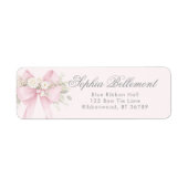 Roze bloemenslinger babyfeest retouradres etiket (Voorkant)