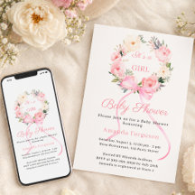 Roze bloemenslinger boog meisje Baby Shower