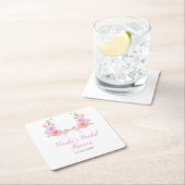 Roze Bloemenslinger Bruidsdouche Kartonnen Onderzetters (Insitu)