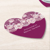 Roze Bloemenslinger Bruiloft Kartonnen Onderzetters (Gekanteld)