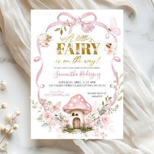 Roze bloemenslinger Coquette Fairy Baby Shower Kaart
