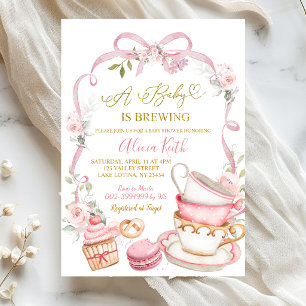 Roze bloemenslinger Coquette-thee Een baby is op k Kaart