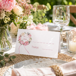 Roze bloemenslinger lint boog meisje Baby Shower Plaatskaartje