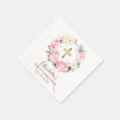 Roze bloemenslinger lint Eerste Communie Servet (Hoek)