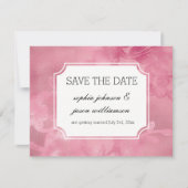 Roze bloemenslinger save the date (Voorkant)