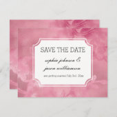 Roze bloemenslinger save the date (Voorkant / Achterkant)