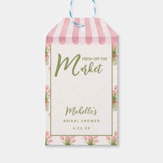 Roze bloemenslinger vers in de uitverkoop cadeaulabel (Voorkant)