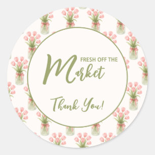 Roze bloemenslinger Vers van de markt Ronde Sticker