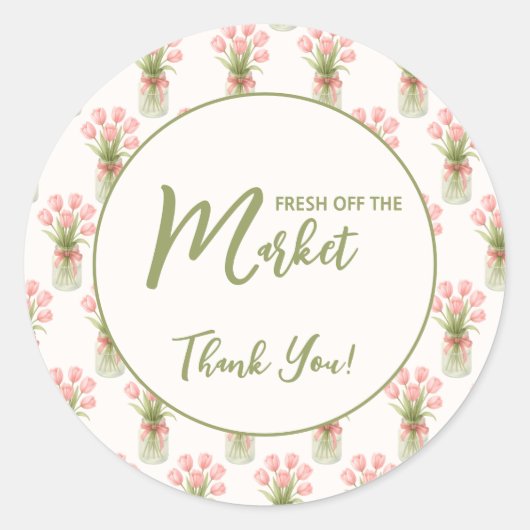 Roze bloemenslinger Vers van de markt Ronde Sticker (Voorkant)