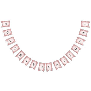 Roze bloemenslinger vlag vlaggetjes