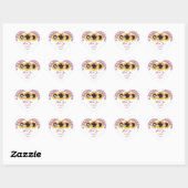 Roze bloemenslinger zonnebloem bruiloft hart sticker (Vel)