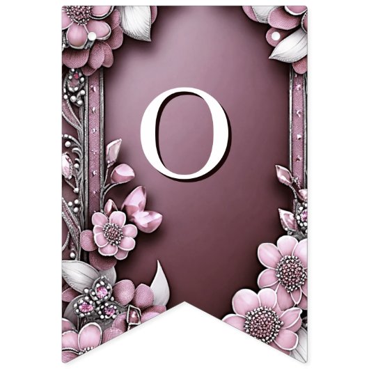 Roze bloemenslingervlag vlaggetjes (Tweede vlag)