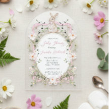 Roze Bloemenslint Baby Konijn Baby Shower Acryl