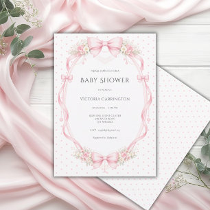 Roze bloemenslint & strikken frame vintage kaart