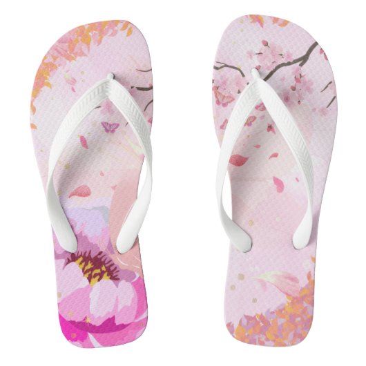 Roze Bloemenslippers Teenslippers (Voetbed)