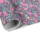 Roze Bloemenspatten Patroon Cadeaupapier (Rol Hoek)