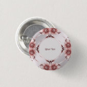 Roze bloemenspelden met pin ronde button 3,2 cm (Voorkant /achterkant)
