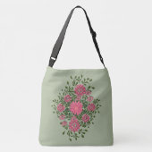 Roze bloemenspray crossbody tas (Achterkant)