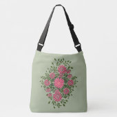 Roze bloemenspray crossbody tas (Voorkant)