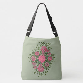 Roze bloemenspray crossbody tas