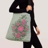 Roze bloemenspray crossbody tas (Dichtbij)