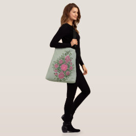Roze bloemenspray crossbody tas