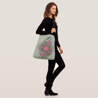 Roze bloemenspray crossbody tas