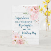 Roze Bloemenstiefdochter bruiloft Gefeliciteerd Kaart (Gele Bloem)